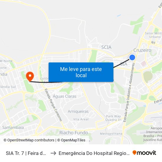 Sia | Feira Dos Importados to Emergência Do Hospital Regional De Taguatinga - Hrt map