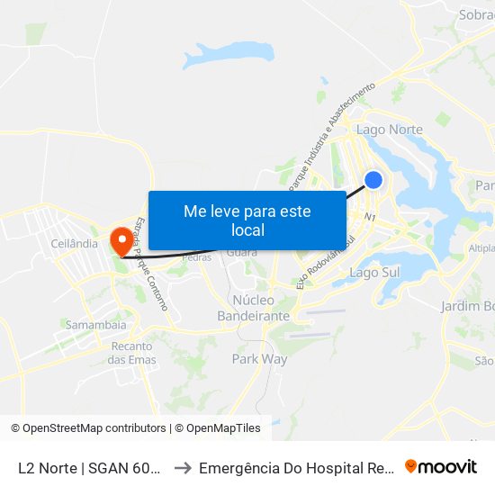 L2 Norte | Sgan 607 (Brasília Medical Center / Cean) to Emergência Do Hospital Regional De Taguatinga - Hrt map