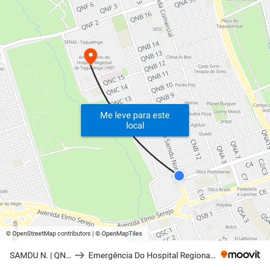 Samdu Norte | Qnb 2 (Inss) to Emergência Do Hospital Regional De Taguatinga - Hrt map