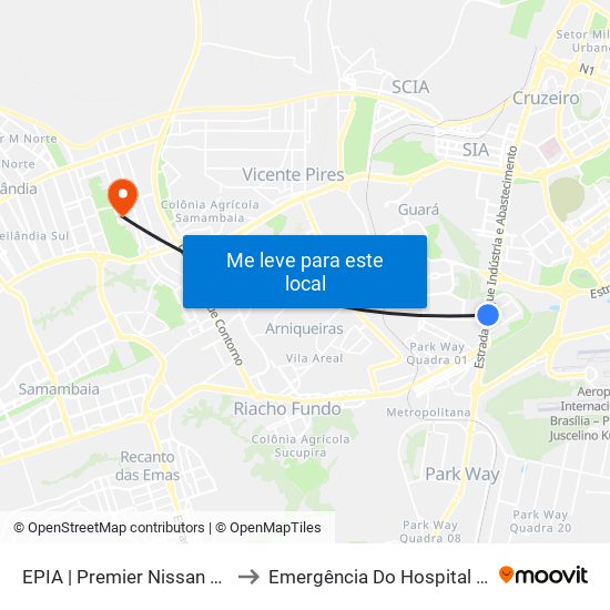 EPIA | Premier Nissan & Renault / Motel Park Way to Emergência Do Hospital Regional De Taguatinga - Hrt map