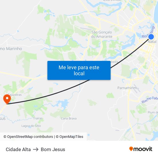 Cidade Alta to Bom Jesus map