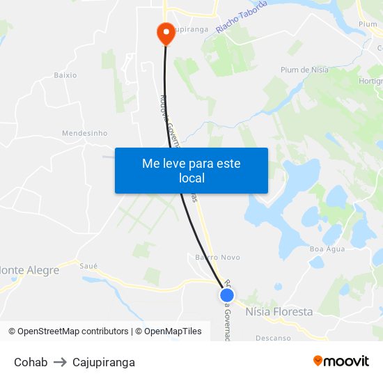 Cohab to Cajupiranga map