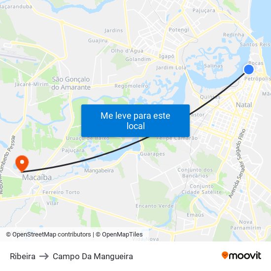 Ribeira to Campo Da Mangueira map