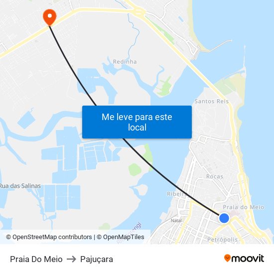 Praia Do Meio to Pajuçara map