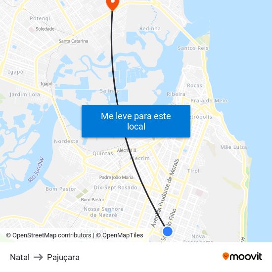 Natal to Pajuçara map