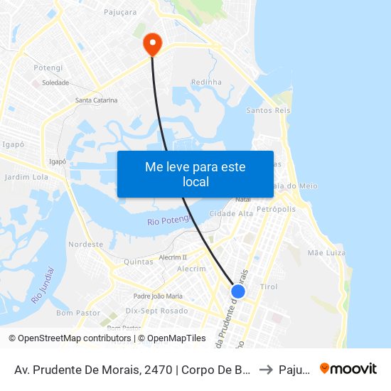 Av. Prudente De Morais, 2470 | Corpo De Bombeiros Do Rn to Pajuçara map