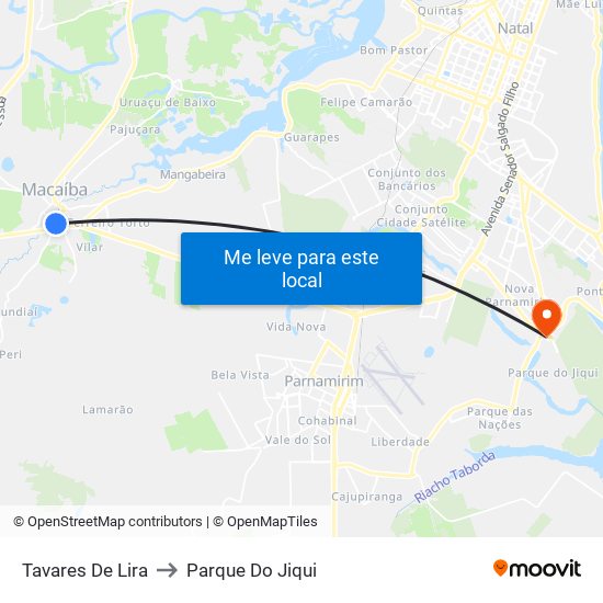 Tavares De Lira to Parque Do Jiqui map
