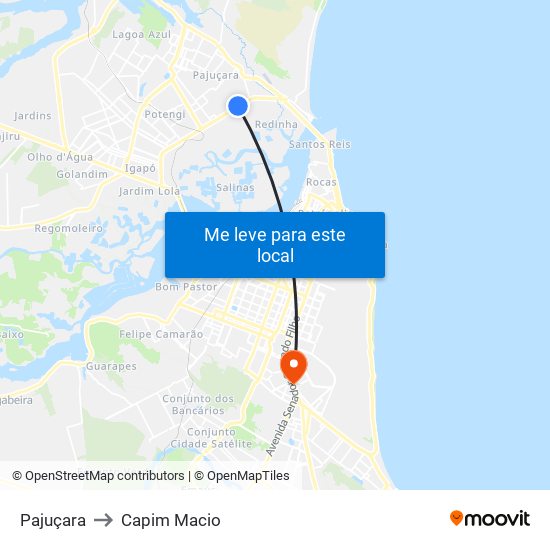 Pajuçara to Capim Macio map