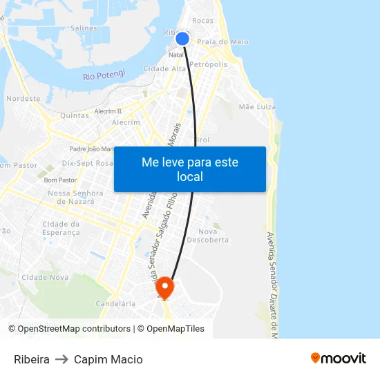 Ribeira to Capim Macio map