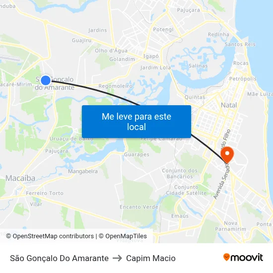 São Gonçalo Do Amarante to Capim Macio map