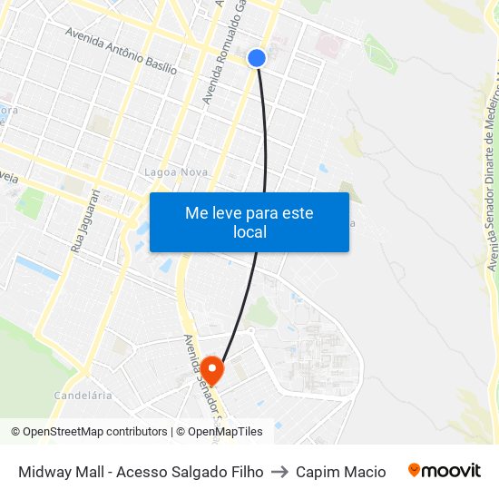 Midway Mall - Acesso Salgado Filho to Capim Macio map