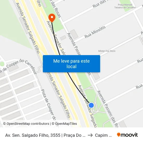 Av. Sen. Salgado Filho, 3555 | Praça Do Conj. Mirassol to Capim Macio map