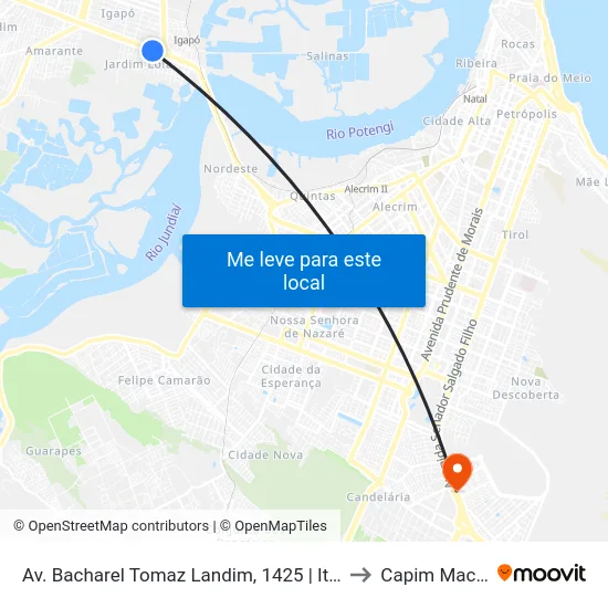 Av. Bacharel Tomaz Landim, 1425 | Itaú to Capim Macio map