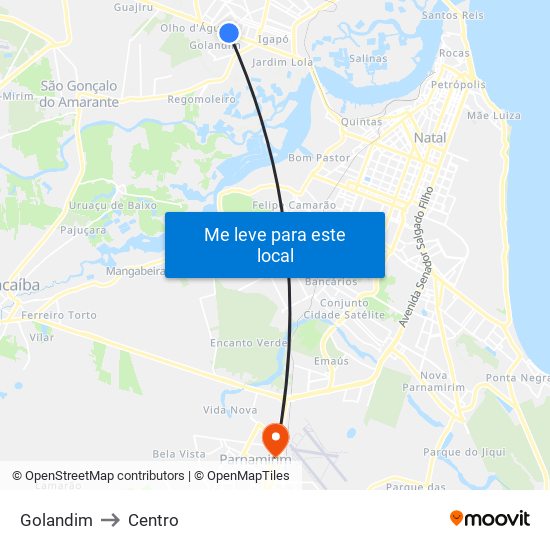 Golandim to Centro map