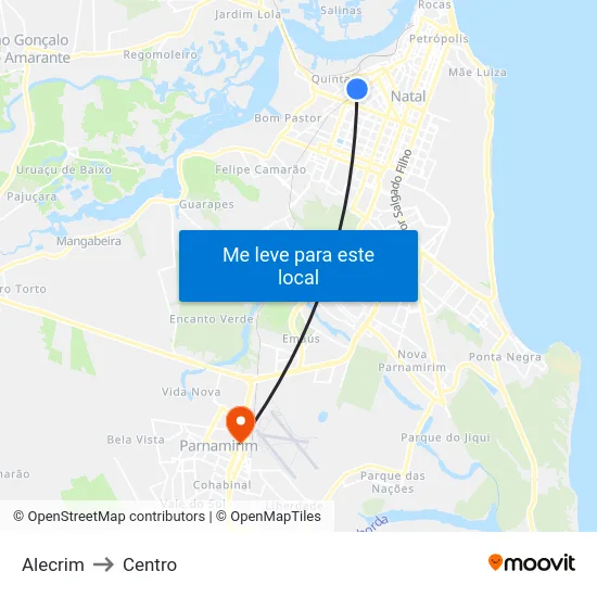 Alecrim to Centro map