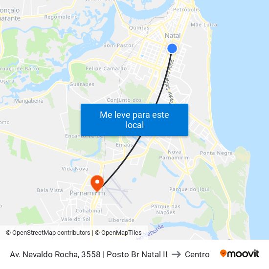 Av. Nevaldo Rocha, 3558 | Posto Br Natal II to Centro map