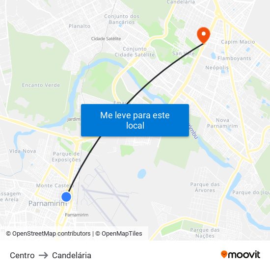 Centro to Candelária map