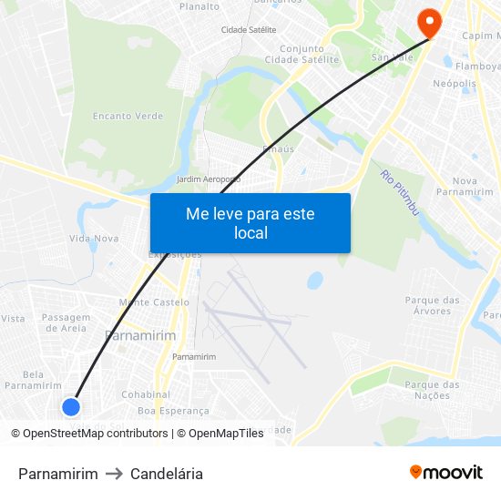 Parnamirim to Candelária map