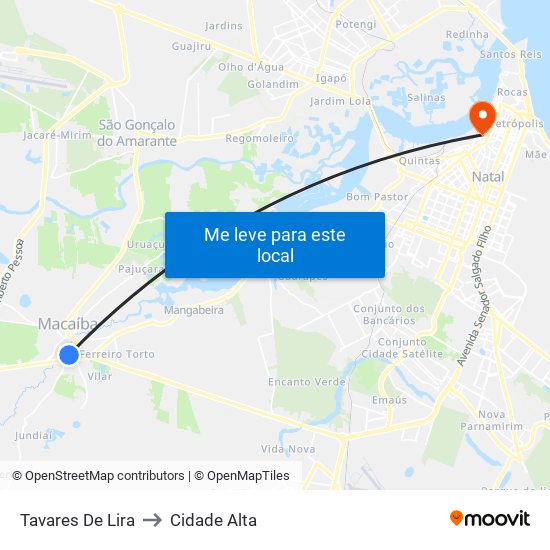 Tavares De Lira to Cidade Alta map