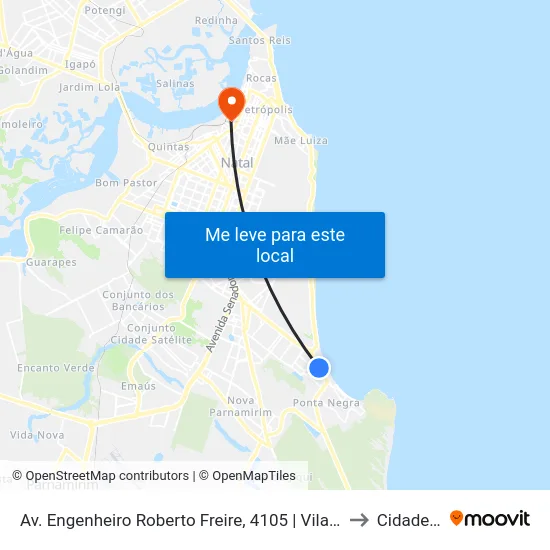 Av. Engenheiro Roberto Freire, 4105 | Vilarte Ponta Negra to Cidade Alta map
