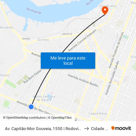 Av. Capitão-Mor Gouveia, 1550 | Rodoviária Nova to Cidade Alta map