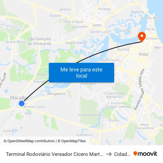 Terminal Rodoviário Vereador Cícero Martins De Macedo | Macaíba to Cidade Alta map
