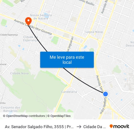 Av. Senador Salgado Filho, 3555 | Praça Do Conjunto Mirassol to Cidade Da Esperança map