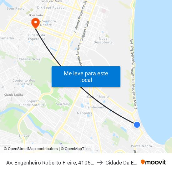 Av. Engenheiro Roberto Freire, 4105 | Vilarte Ponta Negra to Cidade Da Esperança map