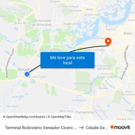 Terminal Rodoviário Vereador Cícero Martins De Macedo | Macaíba to Cidade Da Esperança map