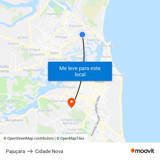 Pajuçara to Cidade Nova map