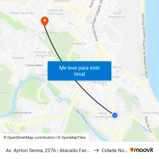 Av. Ayrton Senna, 2276 | Atacado Favorito to Cidade Nova map