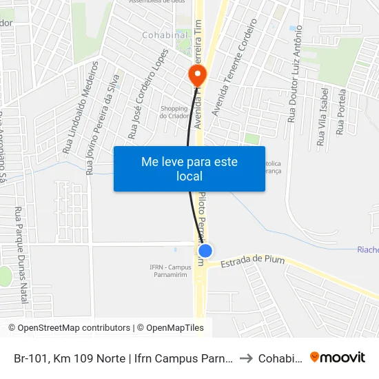 Br-101, Km 109 Norte | Ifrn Campus Parnamirim to Cohabinal map