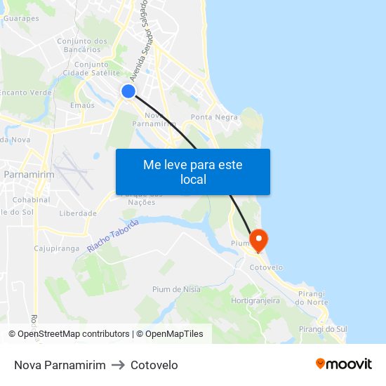 Nova Parnamirim to Cotovelo map