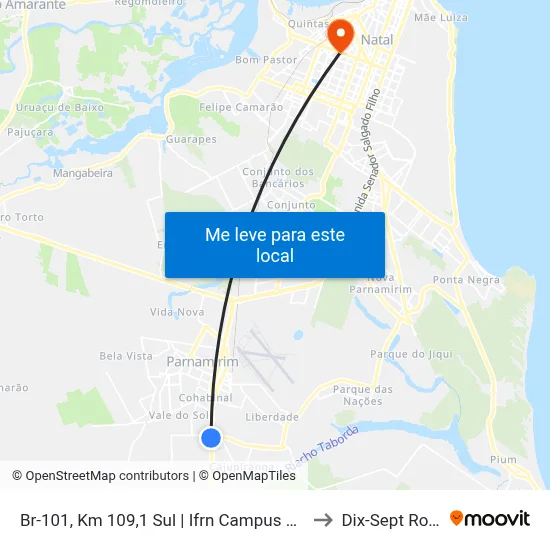 Br-101, Km 109,1 Sul | Ifrn Campus Parnamirim to Dix-Sept Rosado map