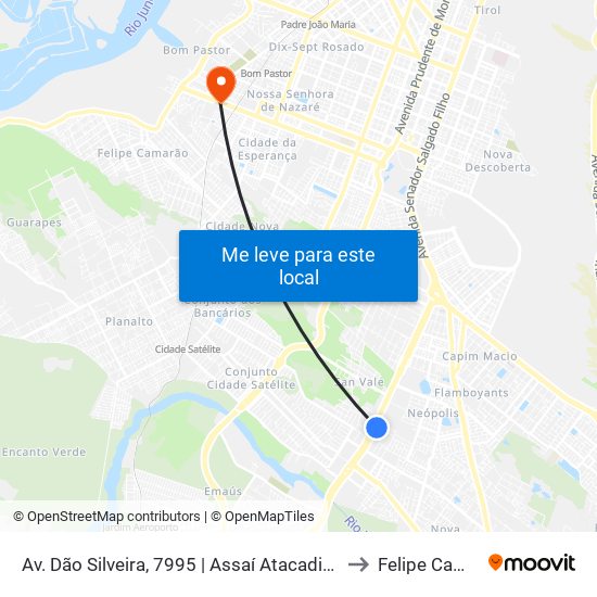 Av. Dão Silveira, 7995 | Assaí Atacadista Zona Sul to Felipe Camarão map