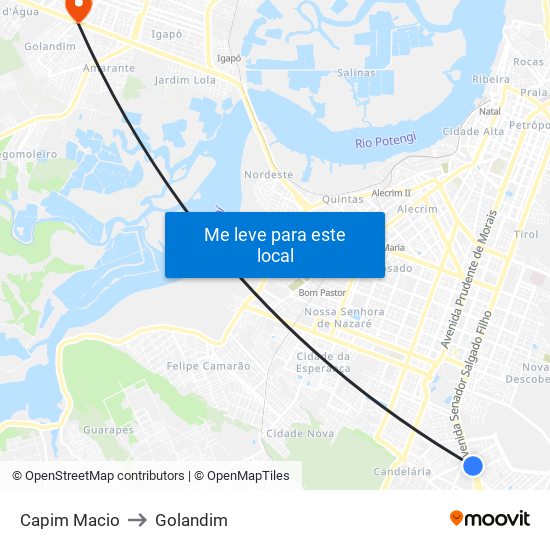 Capim Macio to Golandim map
