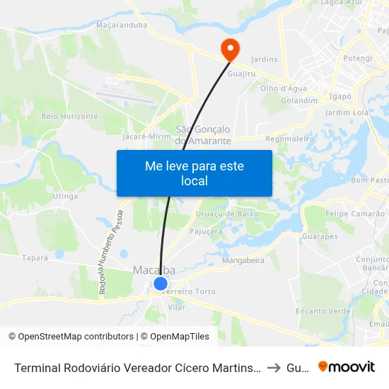 Terminal Rodoviário Vereador Cícero Martins De Macedo | Macaíba to Guajiru map