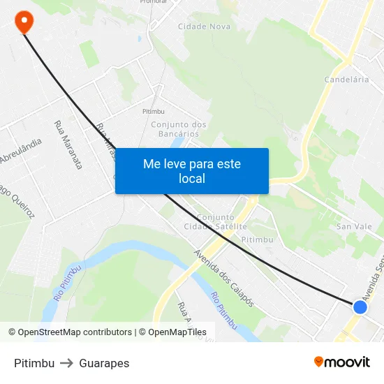 Pitimbu to Guarapes map