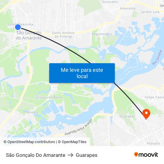 São Gonçalo Do Amarante to Guarapes map
