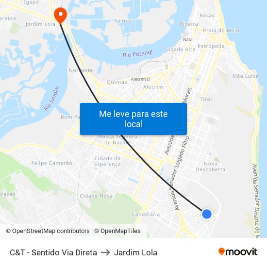 C&T / Setor III / IV - Sentido Via Direta to Jardim Lola map