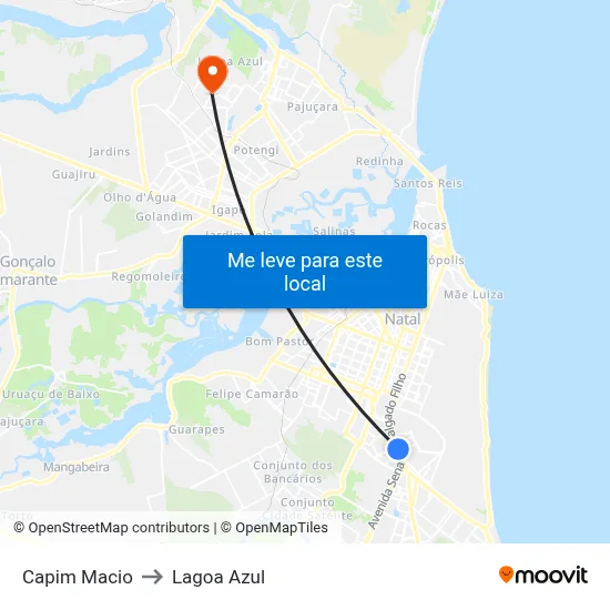 Capim Macio to Lagoa Azul map