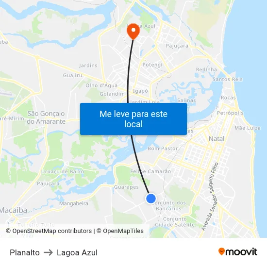 Planalto to Lagoa Azul map