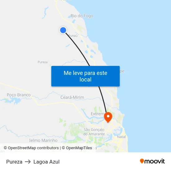 Pureza to Lagoa Azul map