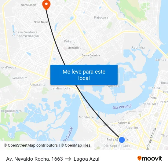 Av. Nevaldo Rocha, 1663 to Lagoa Azul map