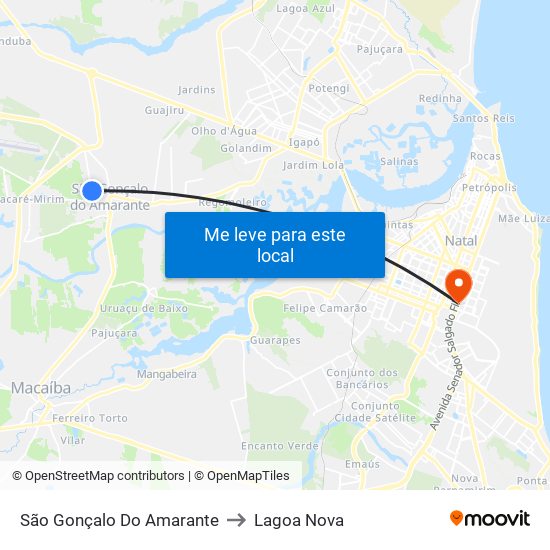 São Gonçalo Do Amarante to Lagoa Nova map