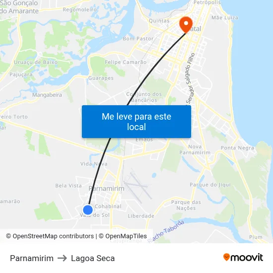 Parnamirim to Lagoa Seca map