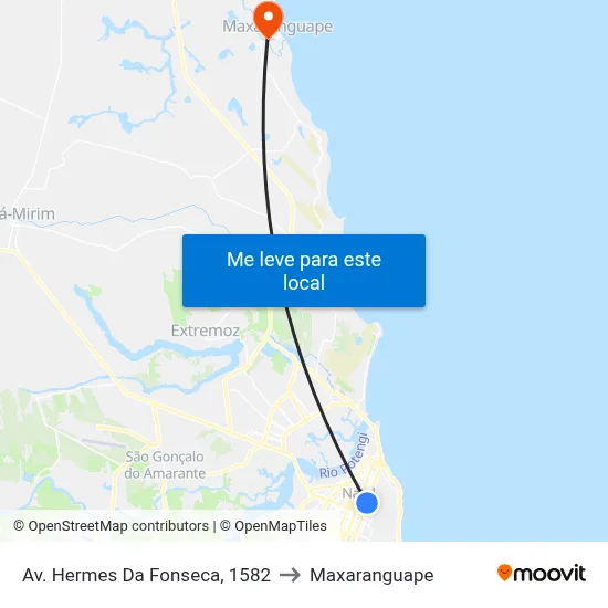 Av. Hermes Da Fonseca, 1582 to Maxaranguape map