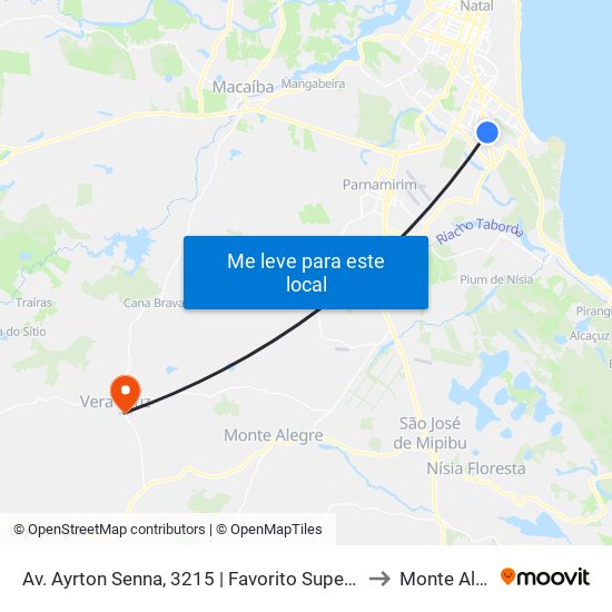 Av. Ayrton Senna, 3215 | Favorito Supermercados to Monte Alegre map