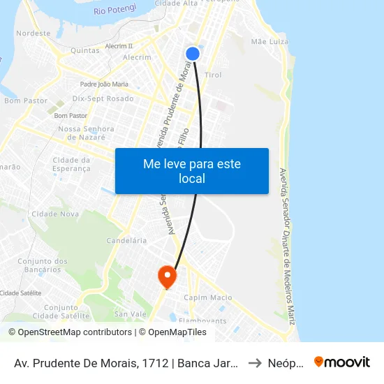 Av. Prudente De Morais, 1712 | Banca Jardim Tirol to Neópolis map
