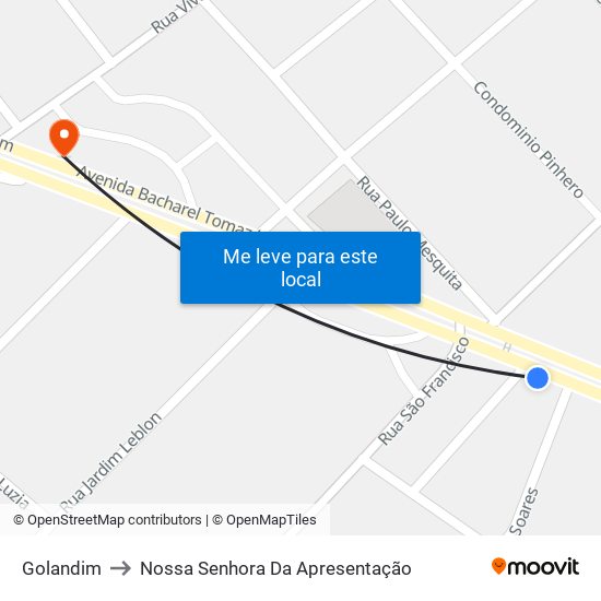 Golandim to Nossa Senhora Da Apresentação map